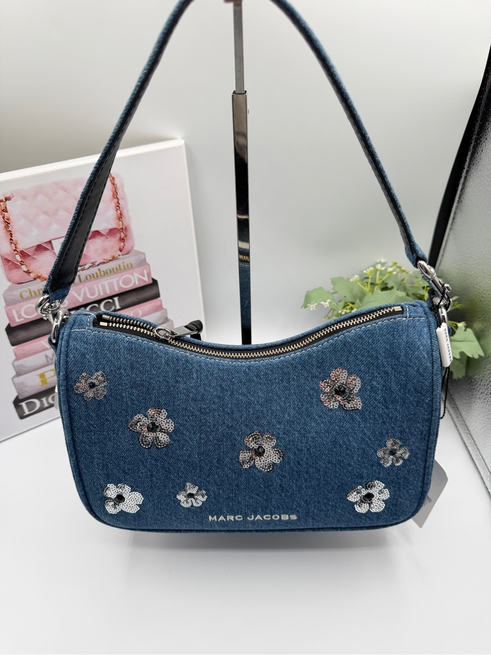 Marc Jacobs NWT Denim Floral Appliqué Shoulder Bag - Shoulder and Crossbody